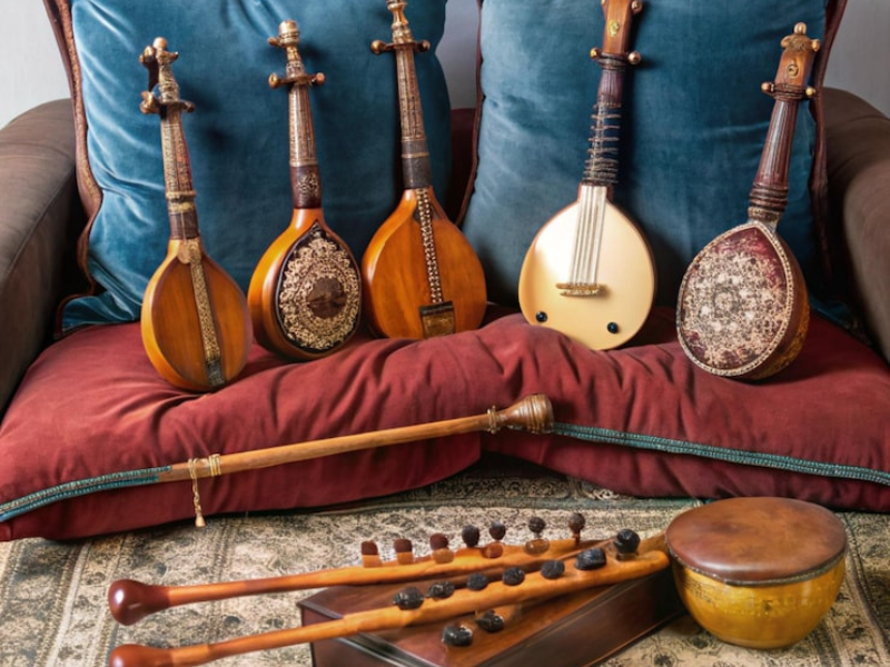 Handcrafted Kashmiri musical instruments used in the music of Jammu and Kashmir