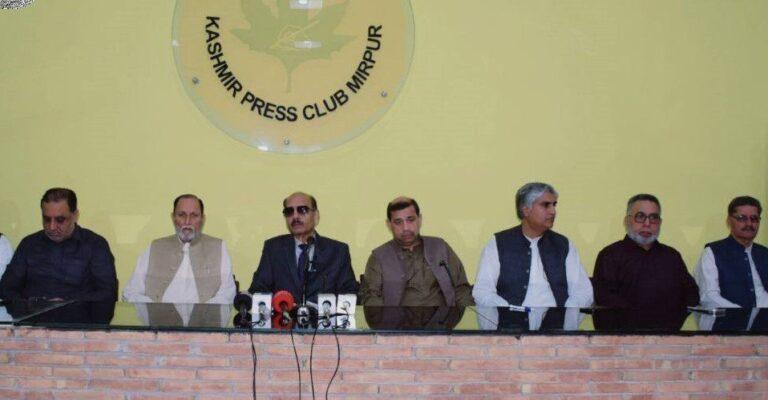 Ch. Muhammad Saeed speaking at Kashmir Press Club Mirpur on PML(N) development plans